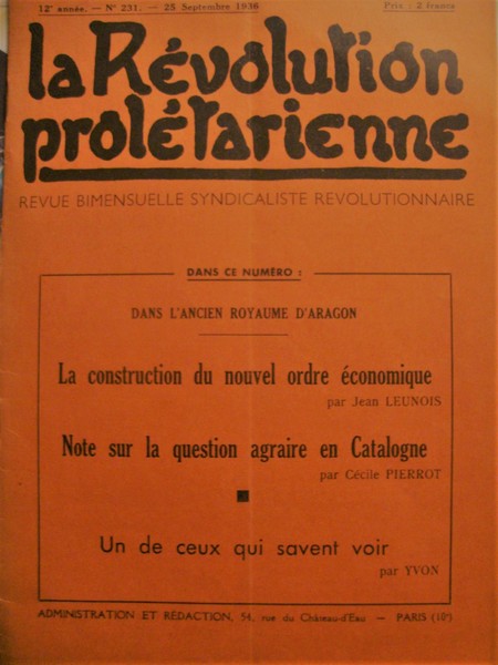 La Révolution prolétarienne / 1936